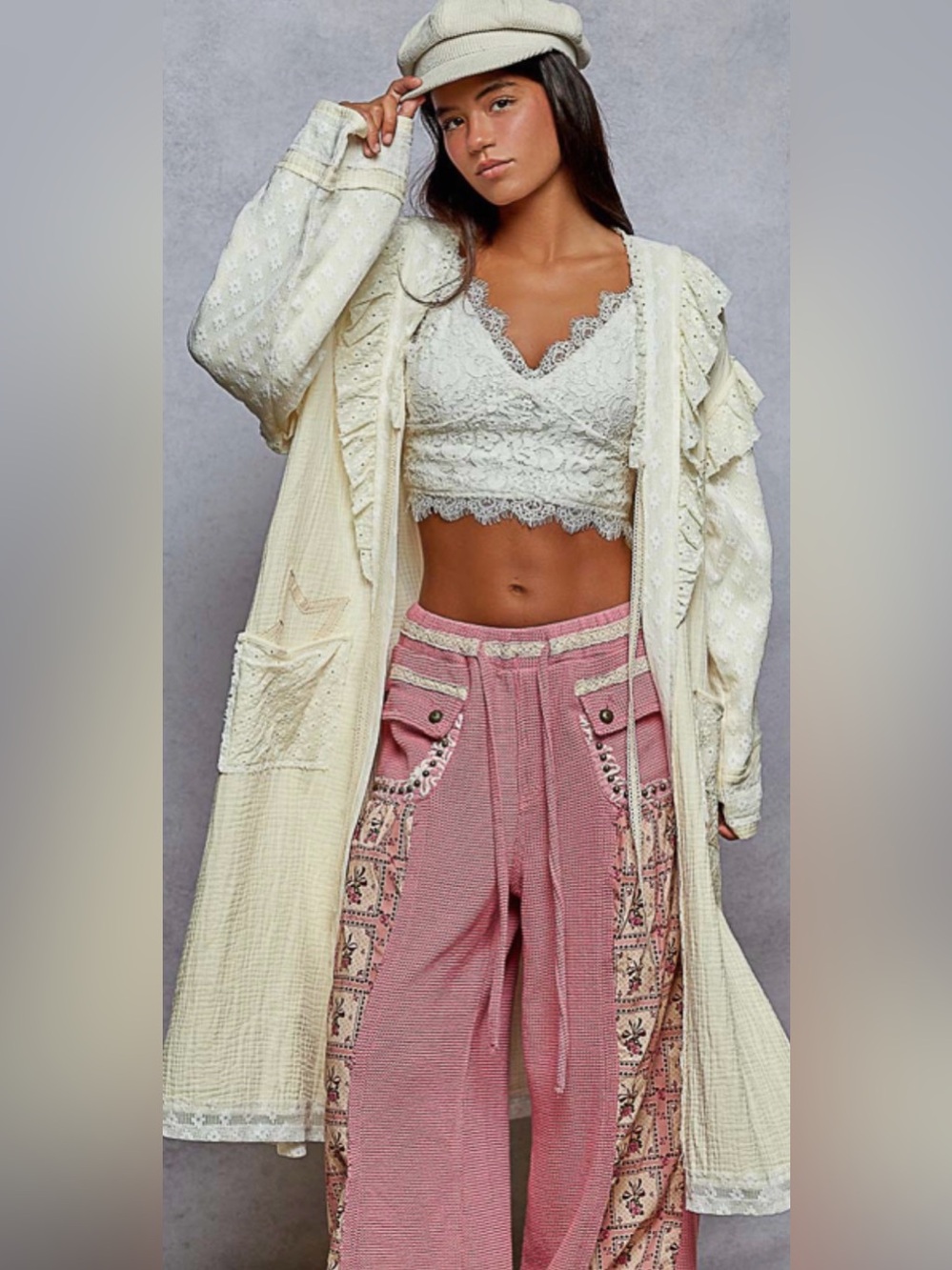 POL Double Gauze Star Patchwork Duster